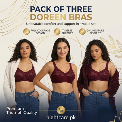 Pack of 3 Original Triumph Doreen Classic Bra – Full Support Non-Padded Ultimate Value Bundle