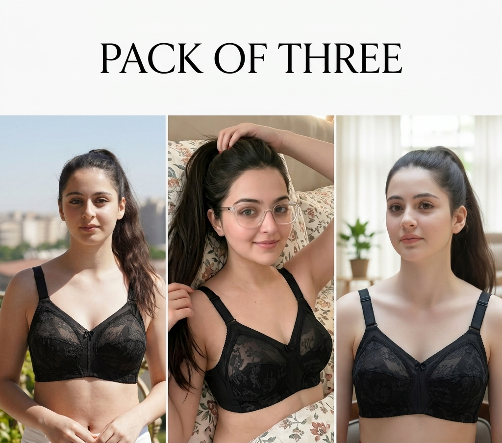 Pack of 3 Original Triumph Doreen Classic Bra – Full Support Non-Padded Ultimate Value Bundle